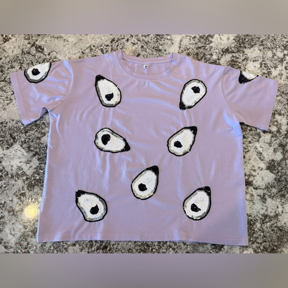 Women’s Box Cut Style Hand Sewn Oyster Sequin Shirt